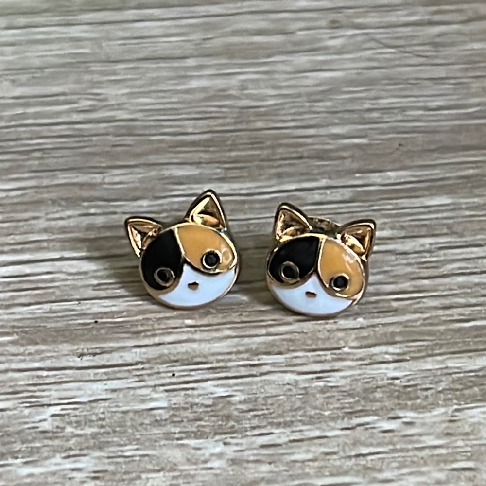 Calico Cat Stud Earrings